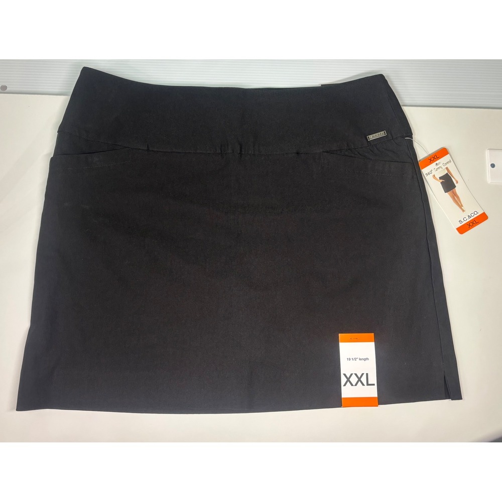 S.C. & CO. Women Black 360 Tummy Control Skort XXL Pull On Stretch Pocketed